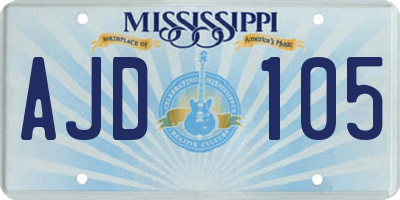 MS license plate AJD105