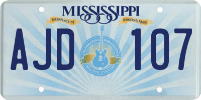 MS license plate AJD107