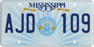 MS license plate AJD109