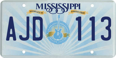 MS license plate AJD113