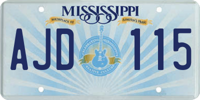 MS license plate AJD115