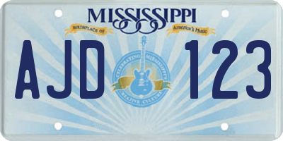 MS license plate AJD123