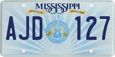 MS license plate AJD127