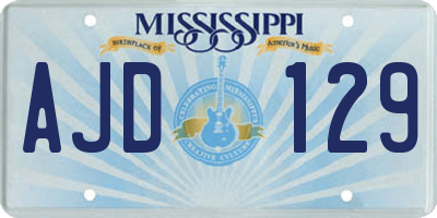 MS license plate AJD129