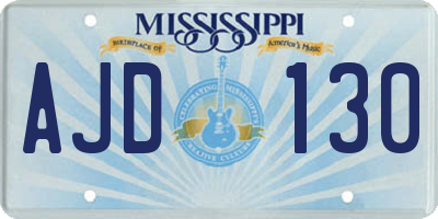 MS license plate AJD130