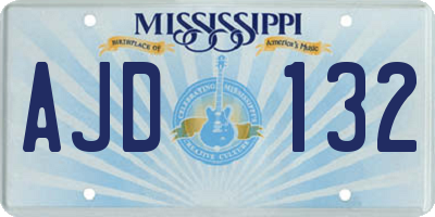 MS license plate AJD132