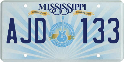 MS license plate AJD133