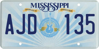 MS license plate AJD135