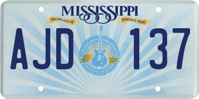 MS license plate AJD137