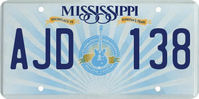 MS license plate AJD138