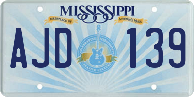 MS license plate AJD139