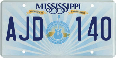 MS license plate AJD140