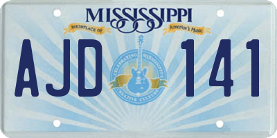 MS license plate AJD141