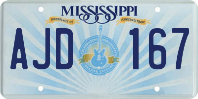 MS license plate AJD167