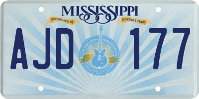 MS license plate AJD177
