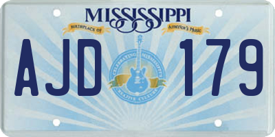 MS license plate AJD179