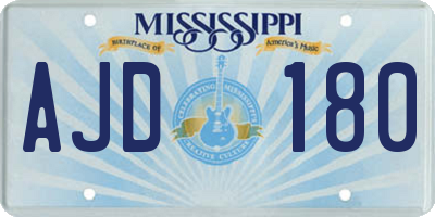 MS license plate AJD180