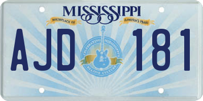 MS license plate AJD181