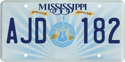 MS license plate AJD182