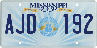 MS license plate AJD192