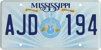 MS license plate AJD194