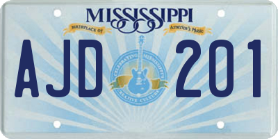 MS license plate AJD201