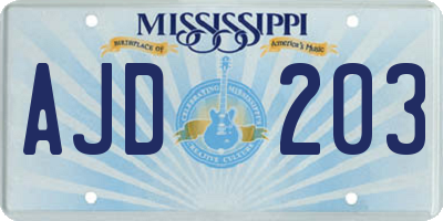 MS license plate AJD203
