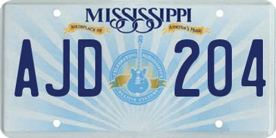 MS license plate AJD204