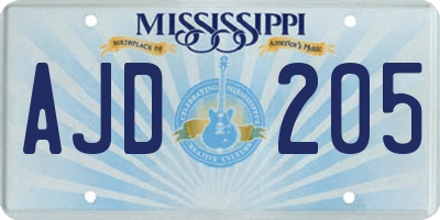 MS license plate AJD205