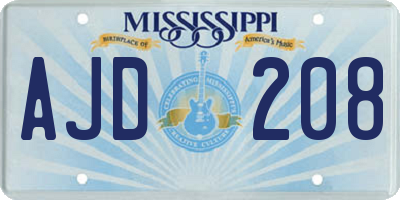 MS license plate AJD208