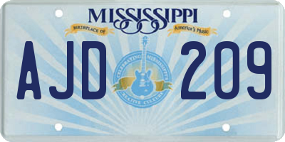 MS license plate AJD209