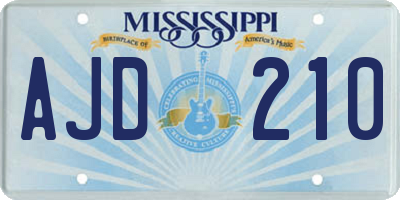 MS license plate AJD210