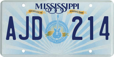 MS license plate AJD214