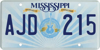 MS license plate AJD215