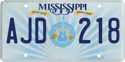 MS license plate AJD218