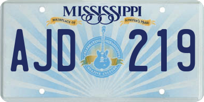 MS license plate AJD219