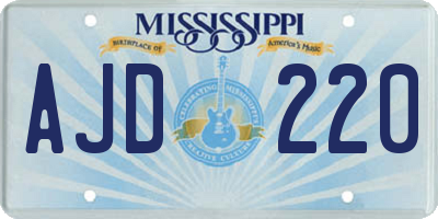 MS license plate AJD220