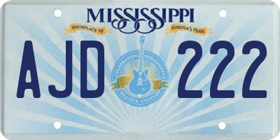 MS license plate AJD222