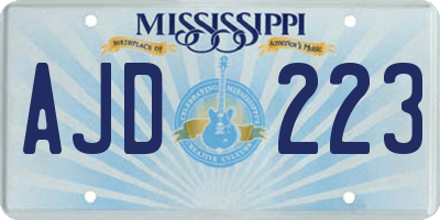 MS license plate AJD223