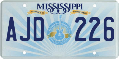 MS license plate AJD226