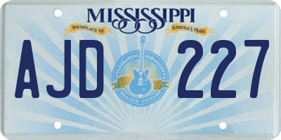 MS license plate AJD227