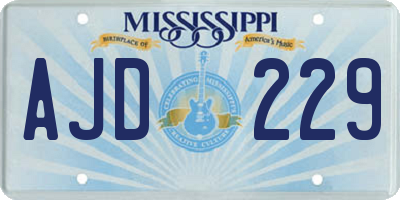 MS license plate AJD229