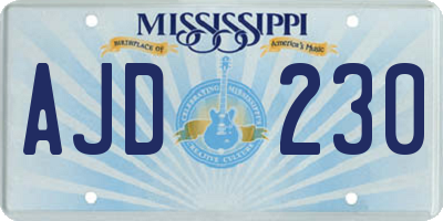 MS license plate AJD230