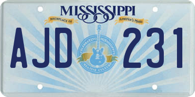 MS license plate AJD231