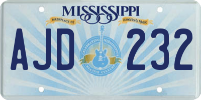 MS license plate AJD232