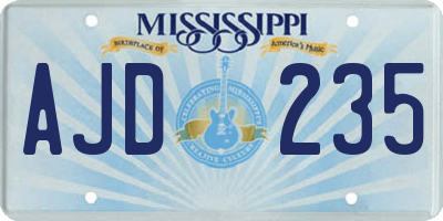 MS license plate AJD235