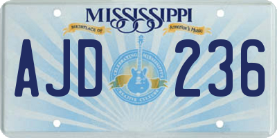MS license plate AJD236