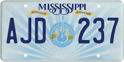 MS license plate AJD237