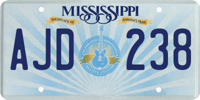 MS license plate AJD238