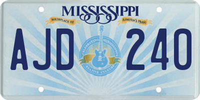 MS license plate AJD240